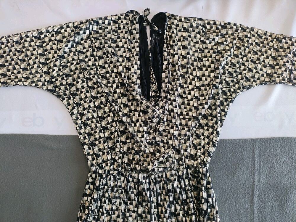 Miss Selfridge Metallic Gold & Black Geometric Jumpsuit Romper Sz 4 Casual Club